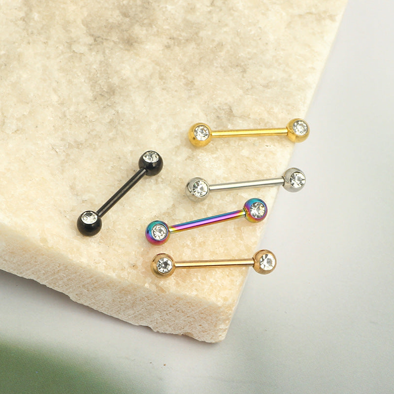 Stainless Steel Cleaning Ball Frosted Diamond Tongue Pin Earrings