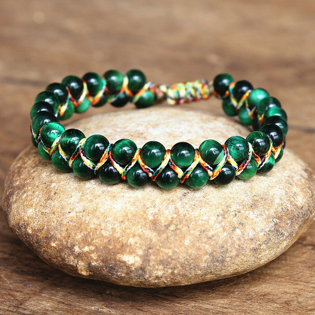 Comfortable Colorful Tigereye Ball Hand-woven Adjustable Bracelets