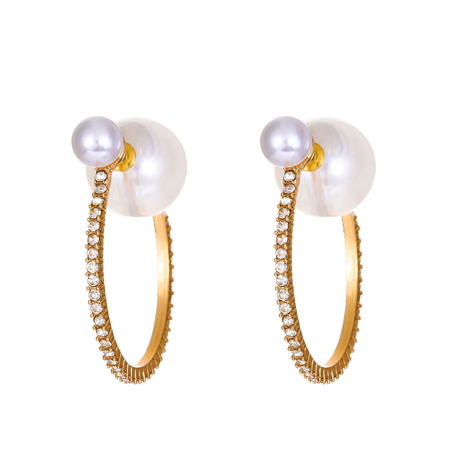 Geometric Pearl Rhinestone French Fashion Exaggerated Earrings