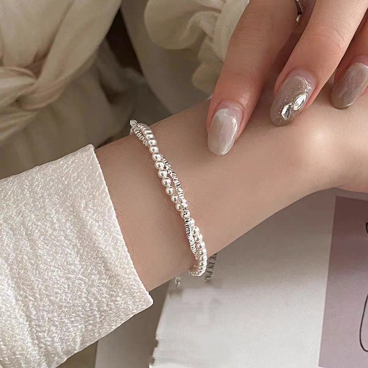 Of Sier Pearl Winding Female Design Fashion High Sense Temperament Bracelets