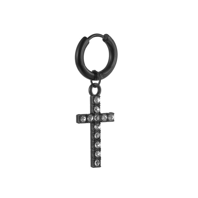 Women's & Men's Korean Fashion Trend Cross Titanium Steel Personalized Hip Hop Ear Buckle