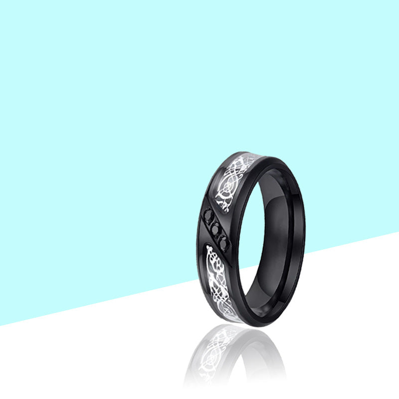 Men's Stainless Steel Dragon Pattern Domineering Titanium Ring