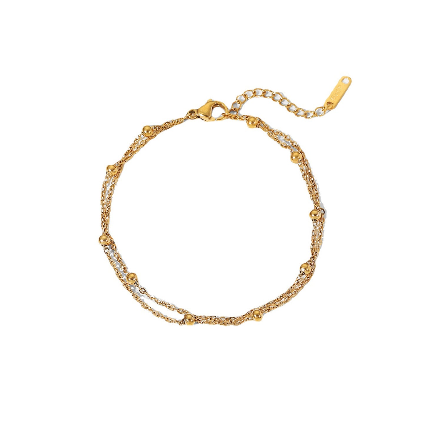 Damen Wind Exquisite Gold Bead Galvanisierter Titanstahl Schmuck Wasserdichte Armbänder