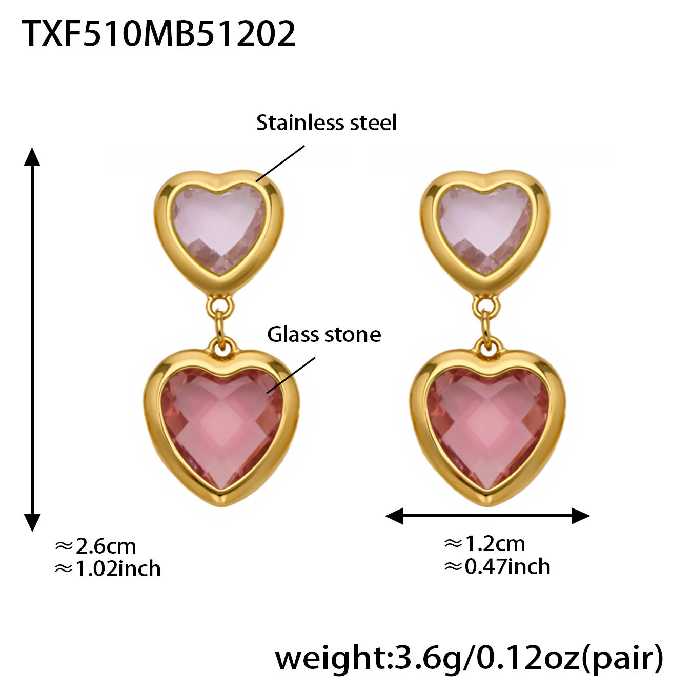 Cut Candy Color Heart-shaped Glass Stone Fashion Exquisite Stainless Rings