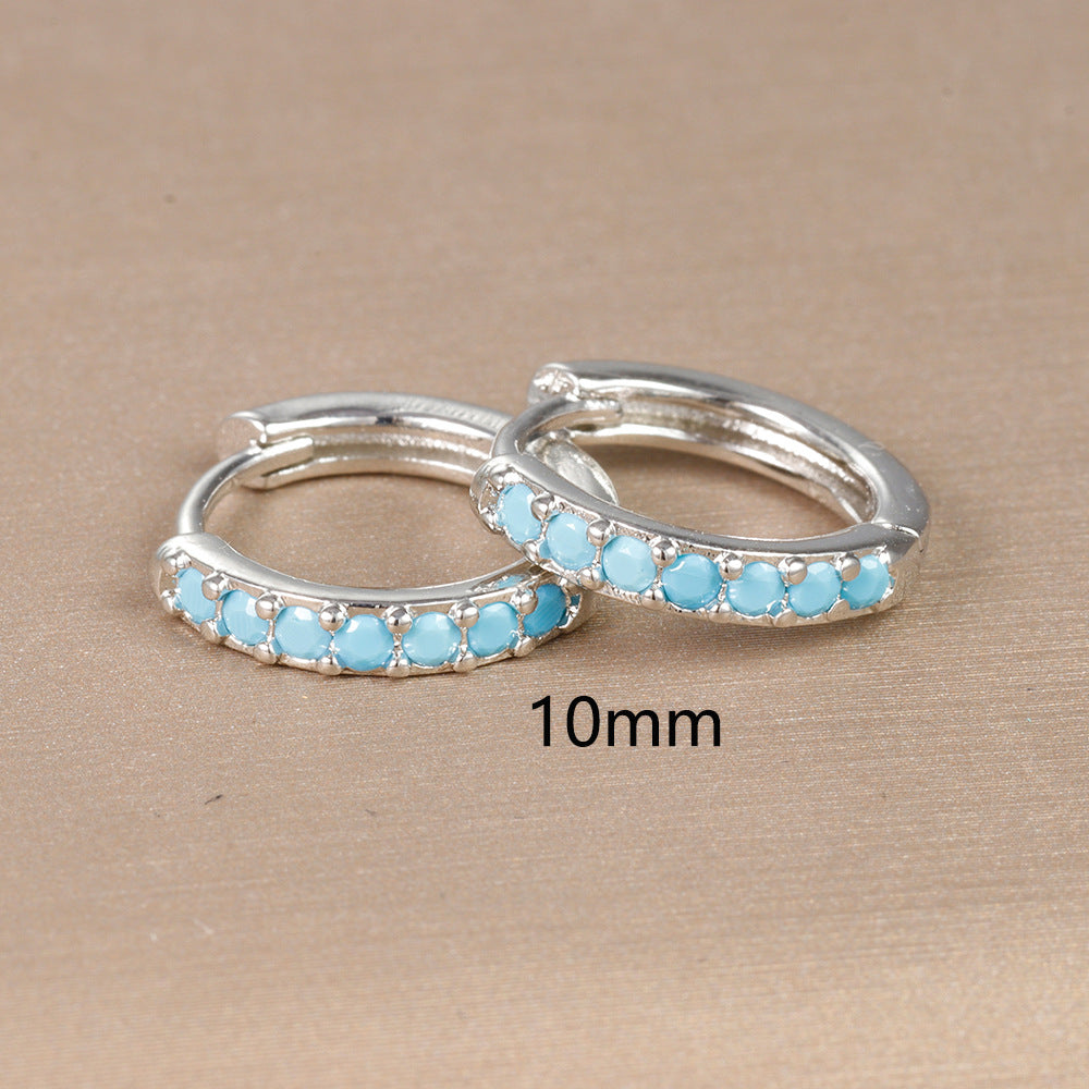 Simple Eardrop Blue Pine Zircon Circle Ear Bracelets