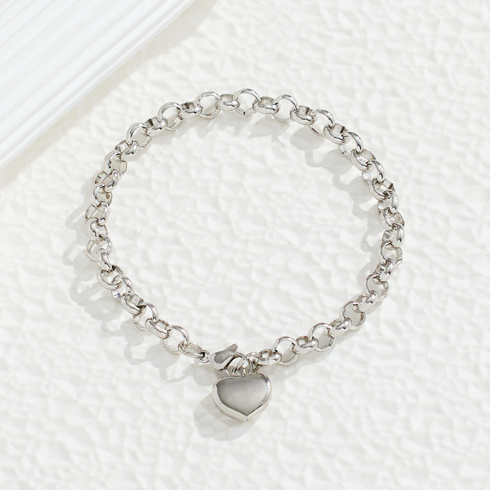 Simple Fashion Stainless Steel Heart Shaped Gold Plated Bracelets