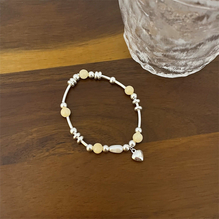 Bracelets en cristal rose pour femmes, Quartz fraise naturel, cœur d'amour doux et frais