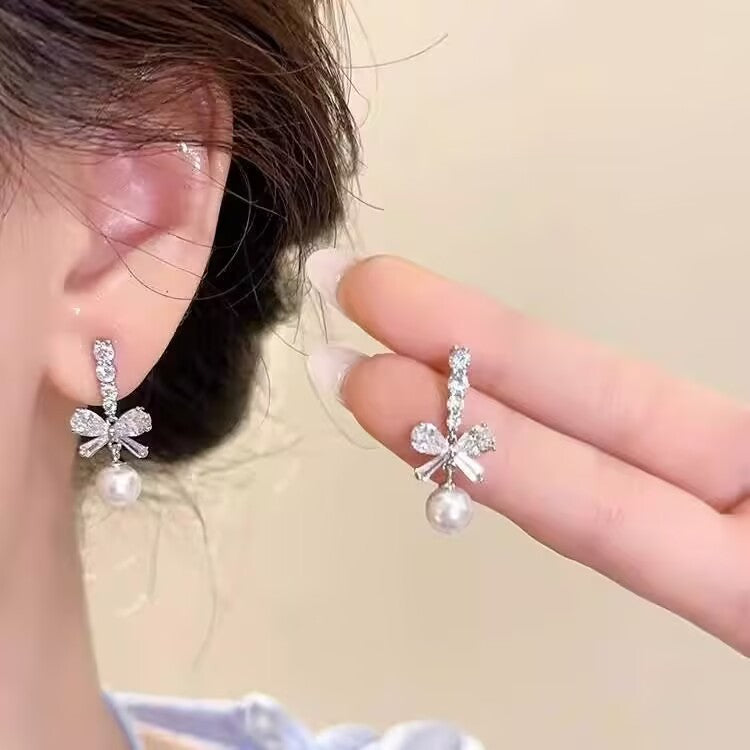 Women's Zircon Bow Pearl For Summer Small Rings