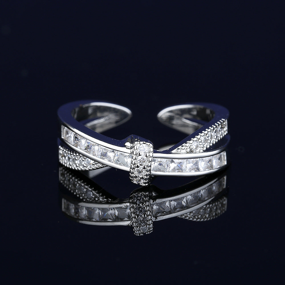 Live Broadcast Korean Style Trendy Grace Female Ladder Square Ring