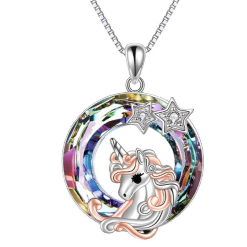 Colliers porte-bonheur avec pendentif en cristal Kirin coloré en brocart