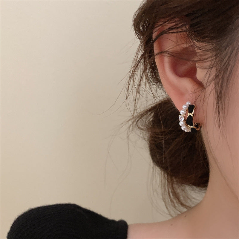 Mosquito Coil No Pierced High-grade Sense Pearl Vintage Flower Ear Clip
