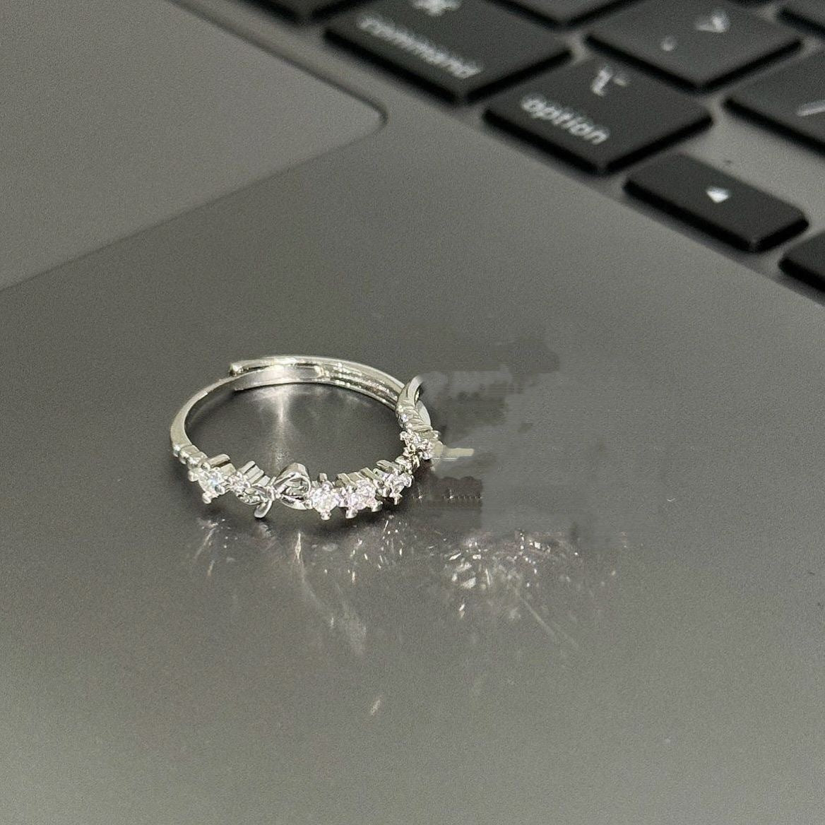 Sweet Princess Bow Sier Girlfriends Design Birthday Gift Rings