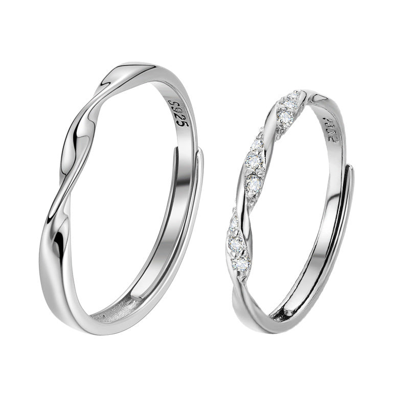 Women's & Men's Mobius Strip Couple Pair Sterling Sier Rings