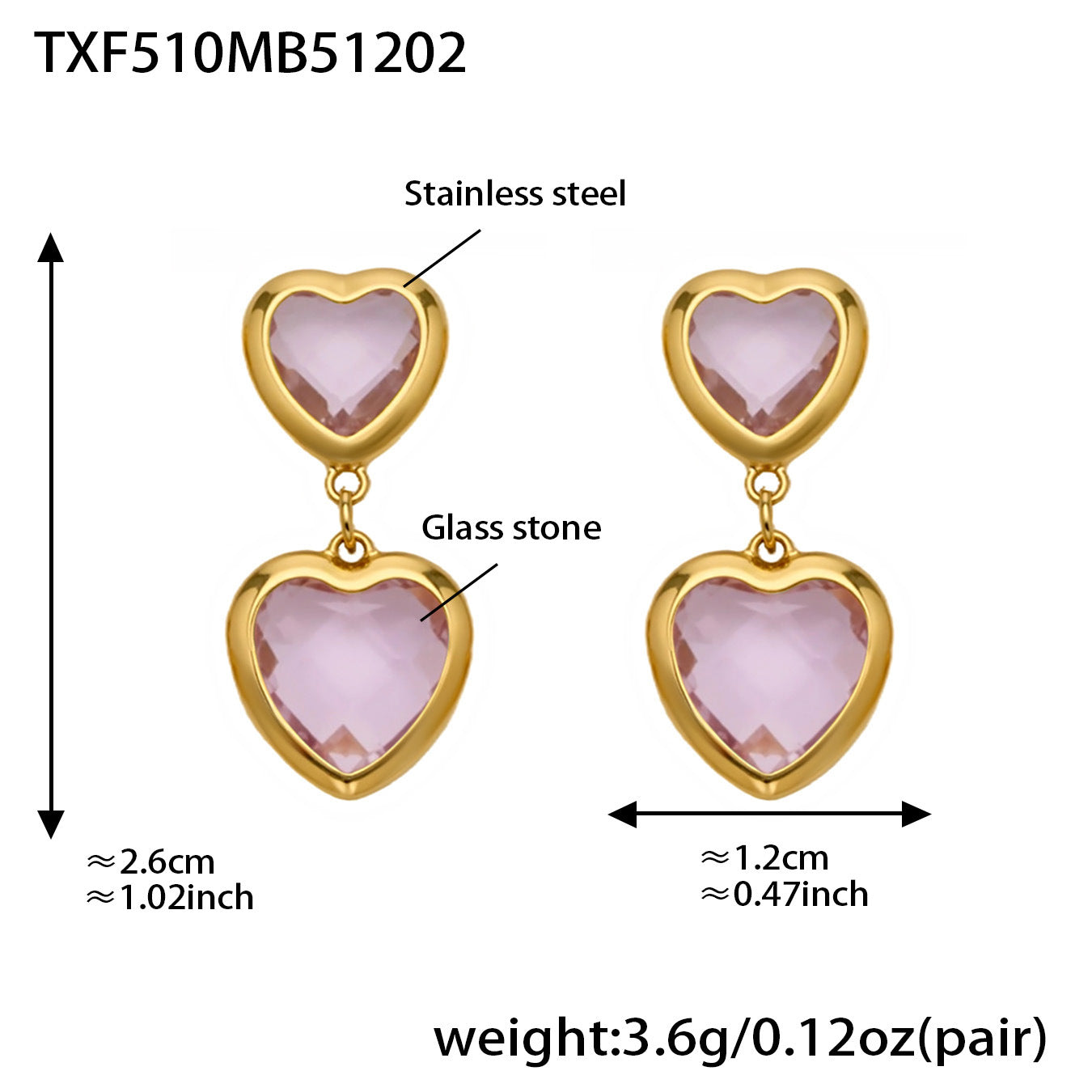Cut Candy Color Heart-shaped Glass Stone Fashion Exquisite Stainless Rings