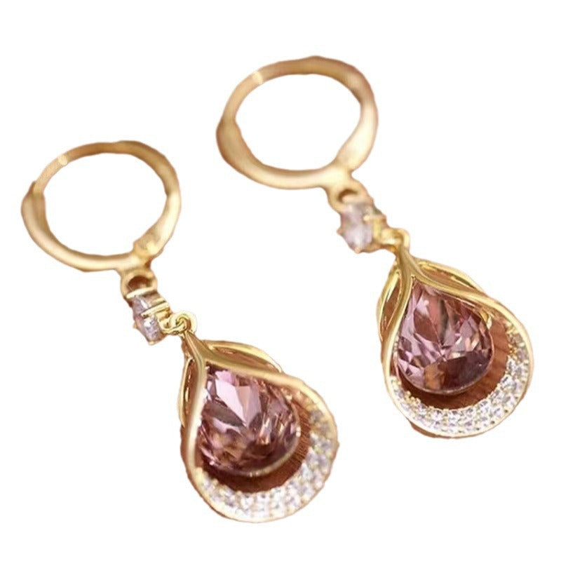 Luxury Advanced Sense Opal Zircon Geometric Water Drop Female Classy Rings