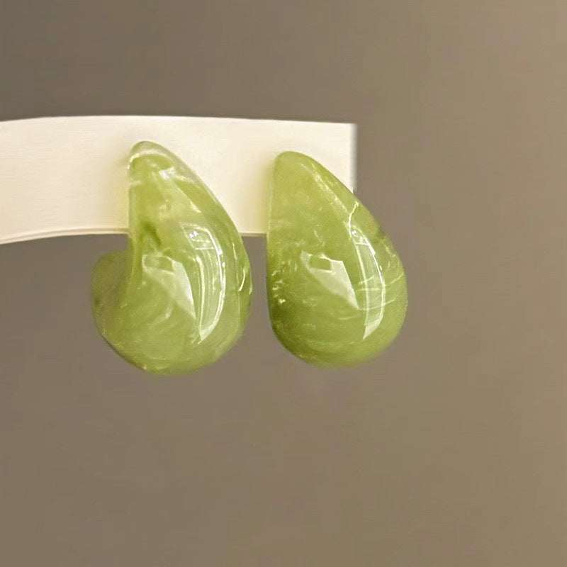 Gao Green Smudges Water Drop Design High-grade Female Earrings