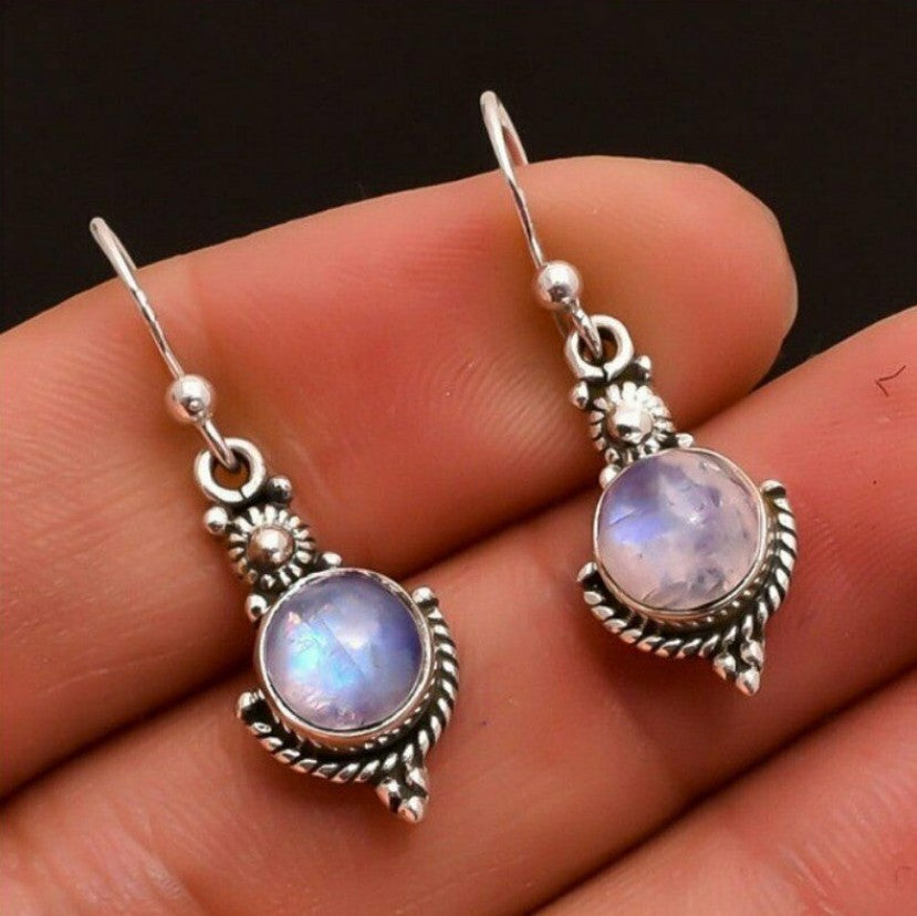 Inlaid Sea Blue Topaz Female Creative Rotational Water Drop Earrings