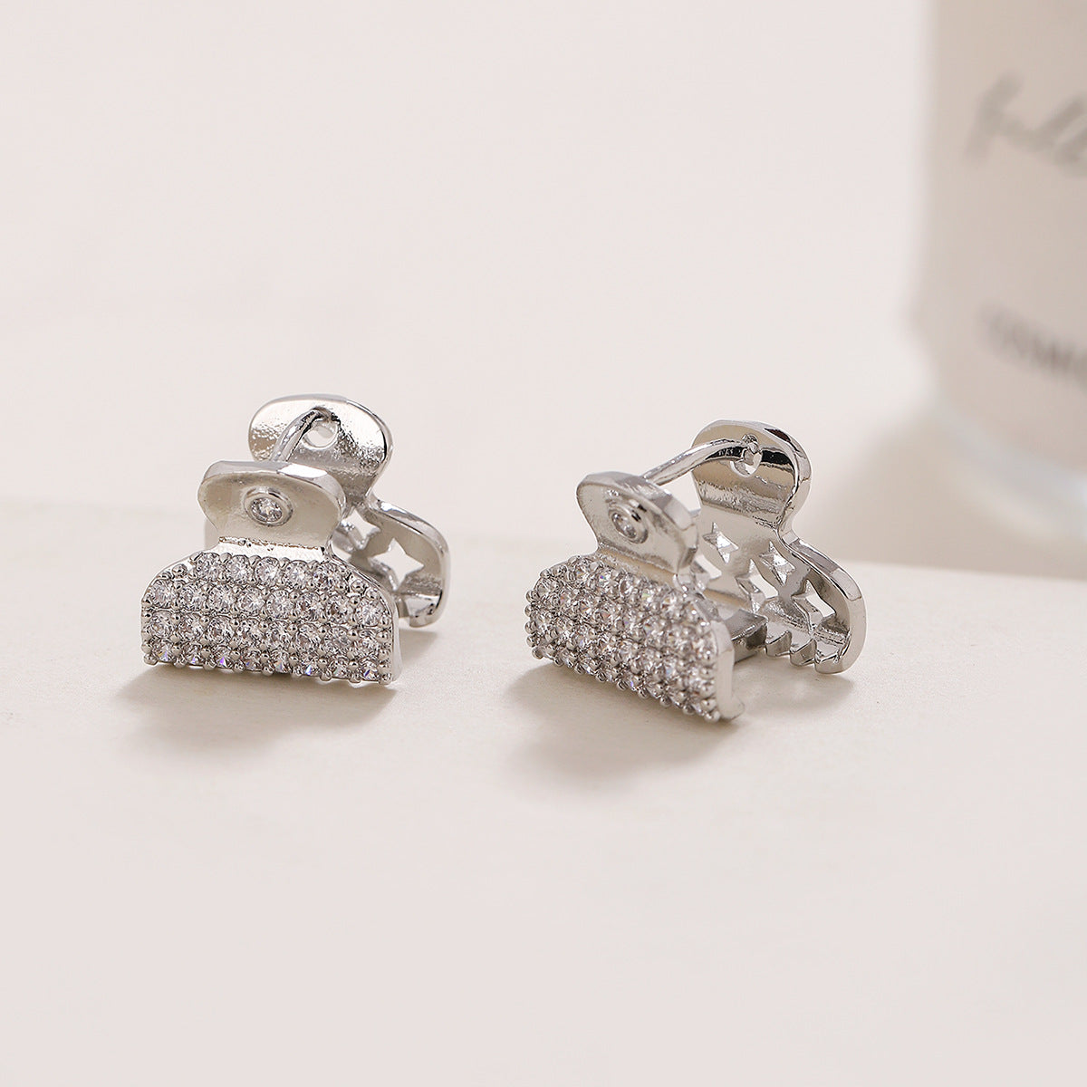 Small Jaw Clip Zircon Inlaid Personality Earrings