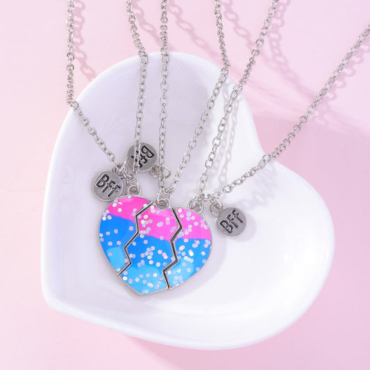 Children's Good Friend Love Gradient Color Pendants Necklaces