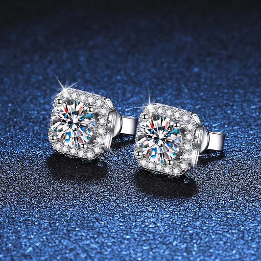 Fashion Zircon Temperament Square Female Crystal Earrings