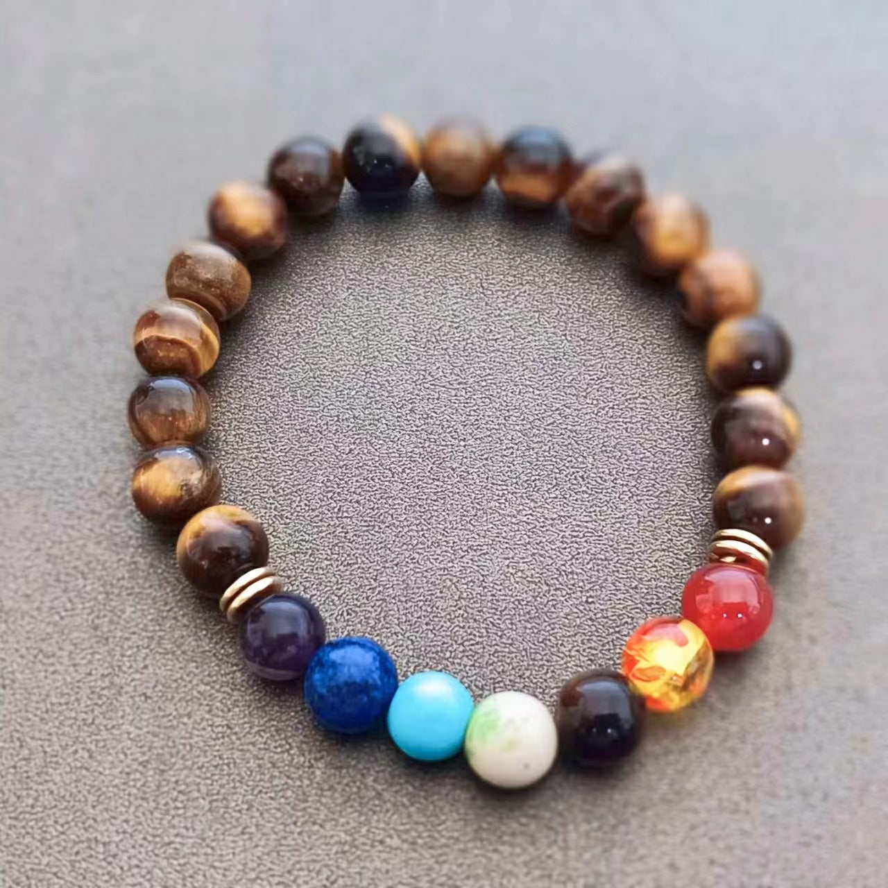 Colorful Natural Stone Alloy Volcanic Rock Bracelets