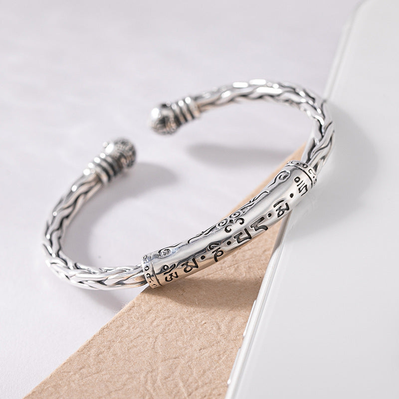 Sier Retro Distressed Twist Weave Fashion Coole Armbänder