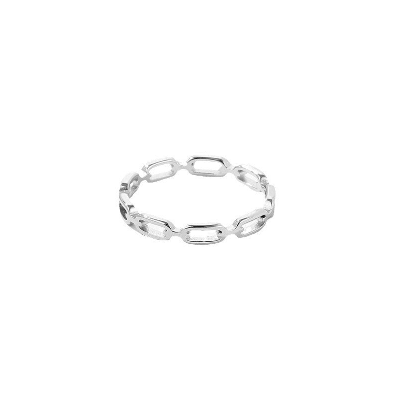 Small Chain Female Personality Rectangular Stainless Ring