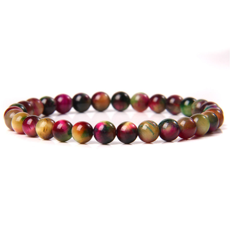 Women's Stone Purple Agate Handmade Round Beads Bracelets