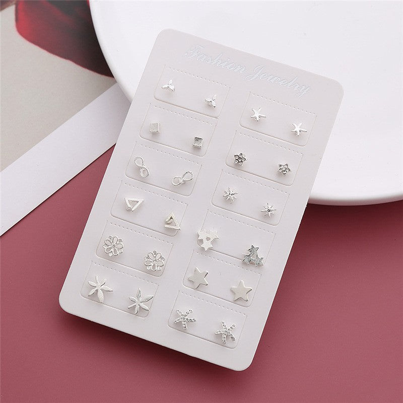 Women's Korean Style Personalized Small Love Snowflake Stud Earrings