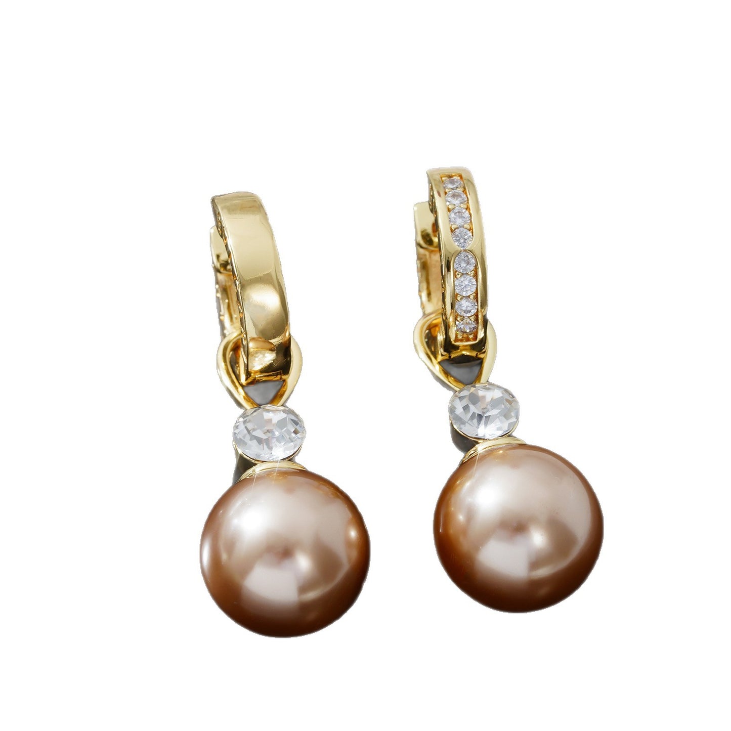 Women's Beautiful Round Pearl Circle Copper Inlaid Zircon Clip One Two-piece Ear Buckle