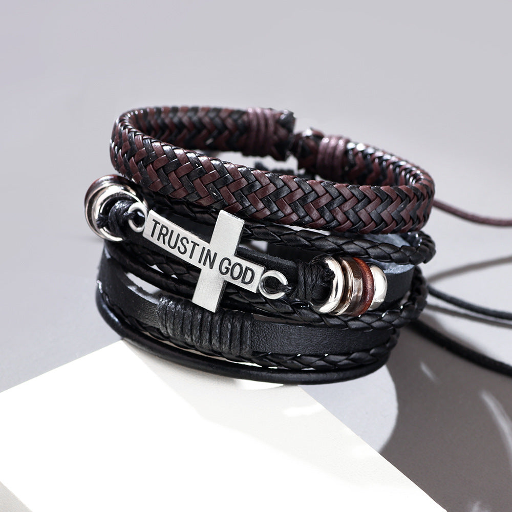 Personalized Combination Suit Cross Hand-woven Real Bracelets