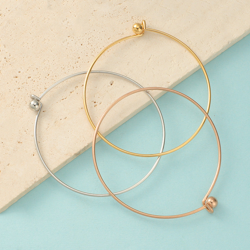 Diameter Stainless Steel Open Movable Simple Thread Beads Bracelets