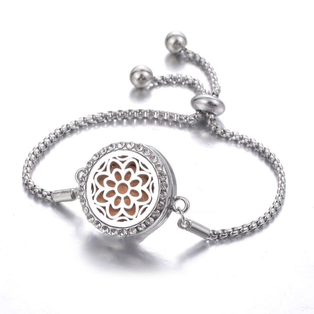 Steel Hollow Oil Lucky Tree Open Box Bracelet