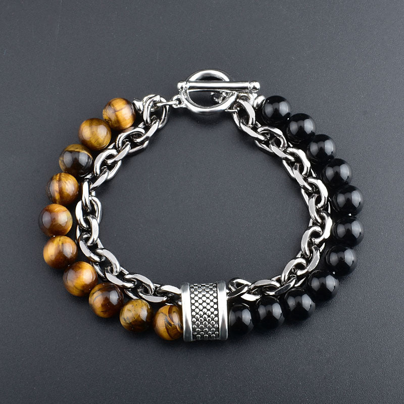 Men's Metal String Beads Chain Pin Bracelets