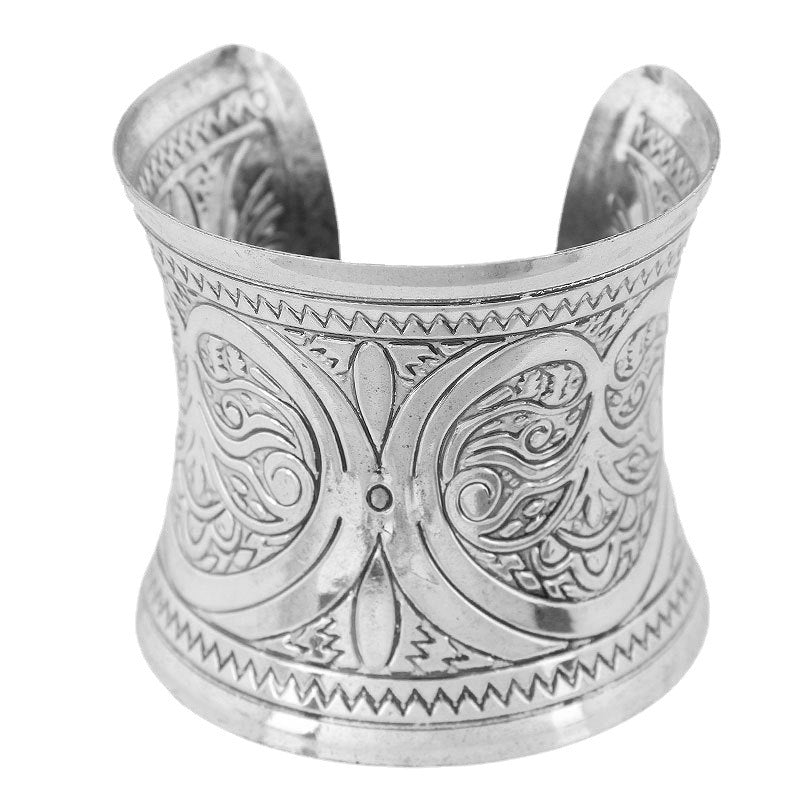Retro Fashion Classic Carved Wide Female Titanium Bracelets