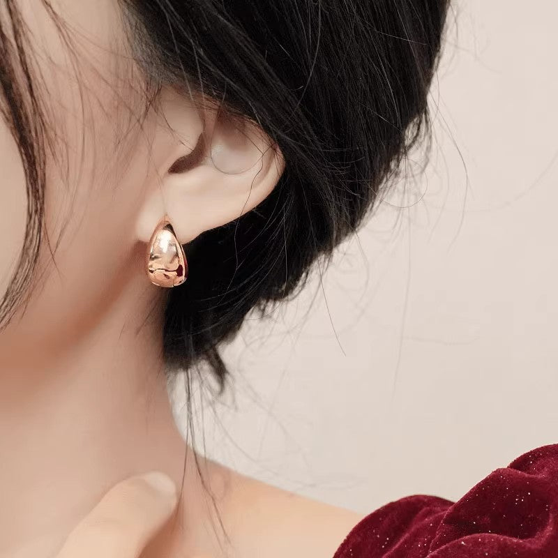 Women's Drip Glazed Red Water Drop Ear Clip Light Luxury High-grade Earrings