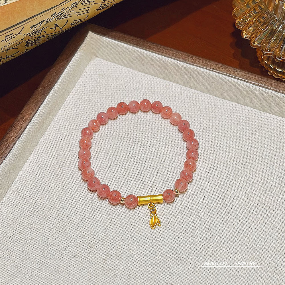 Bracelets à quartz fraise gracieux de luxe pour femmes