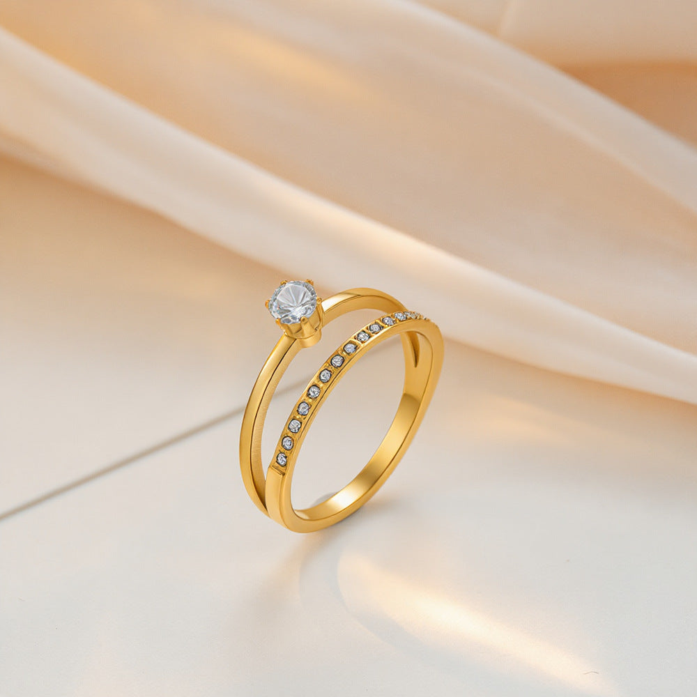 Design Cross Zircon Female High Sense Ring