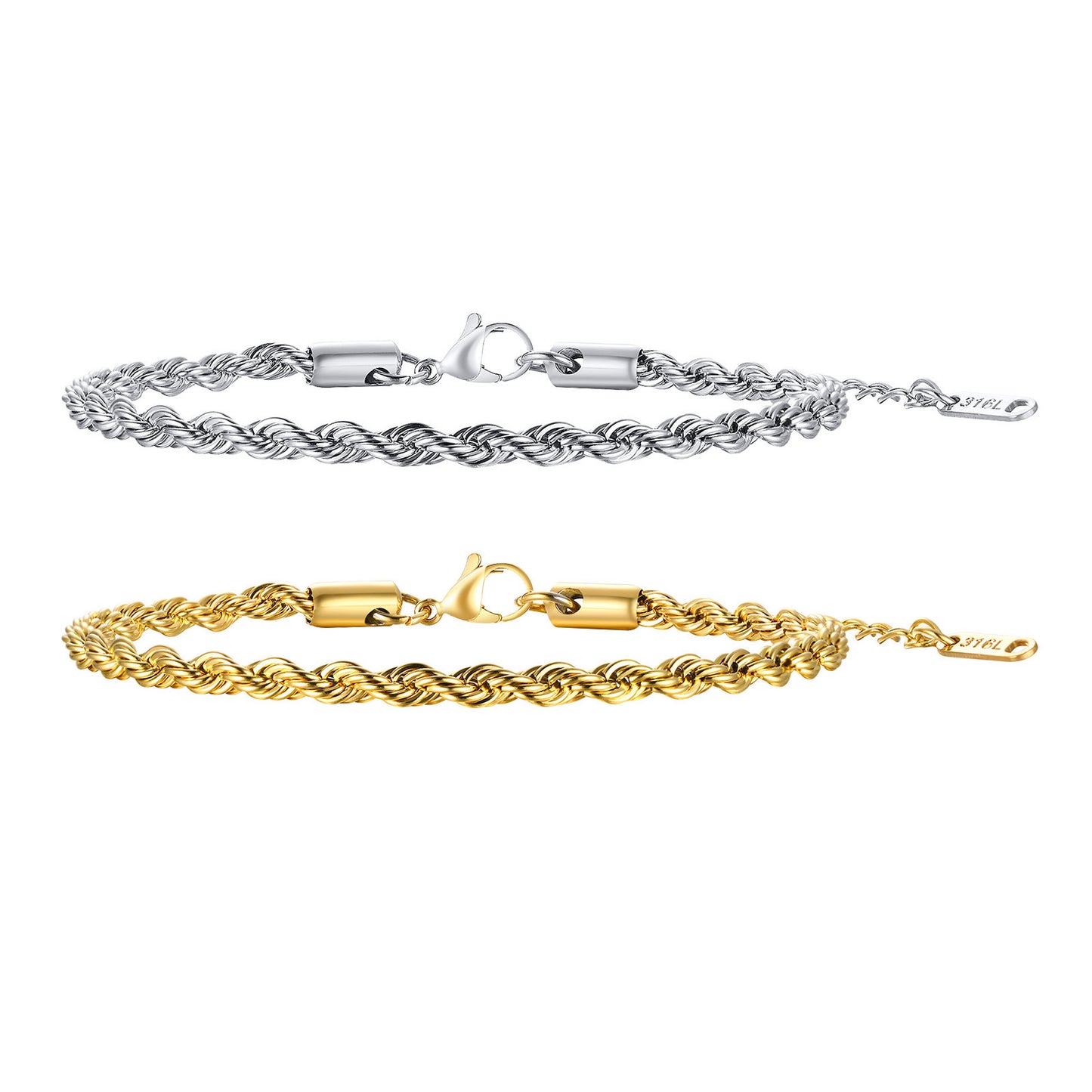 Damen-Titanstahl-Twist-Armbänder, dick, neutral, vergoldet