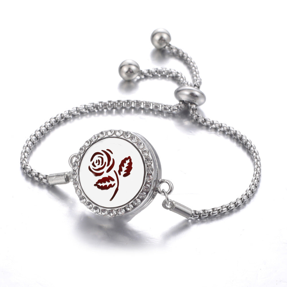 Steel Hollow Oil Lucky Tree Open Box Bracelet