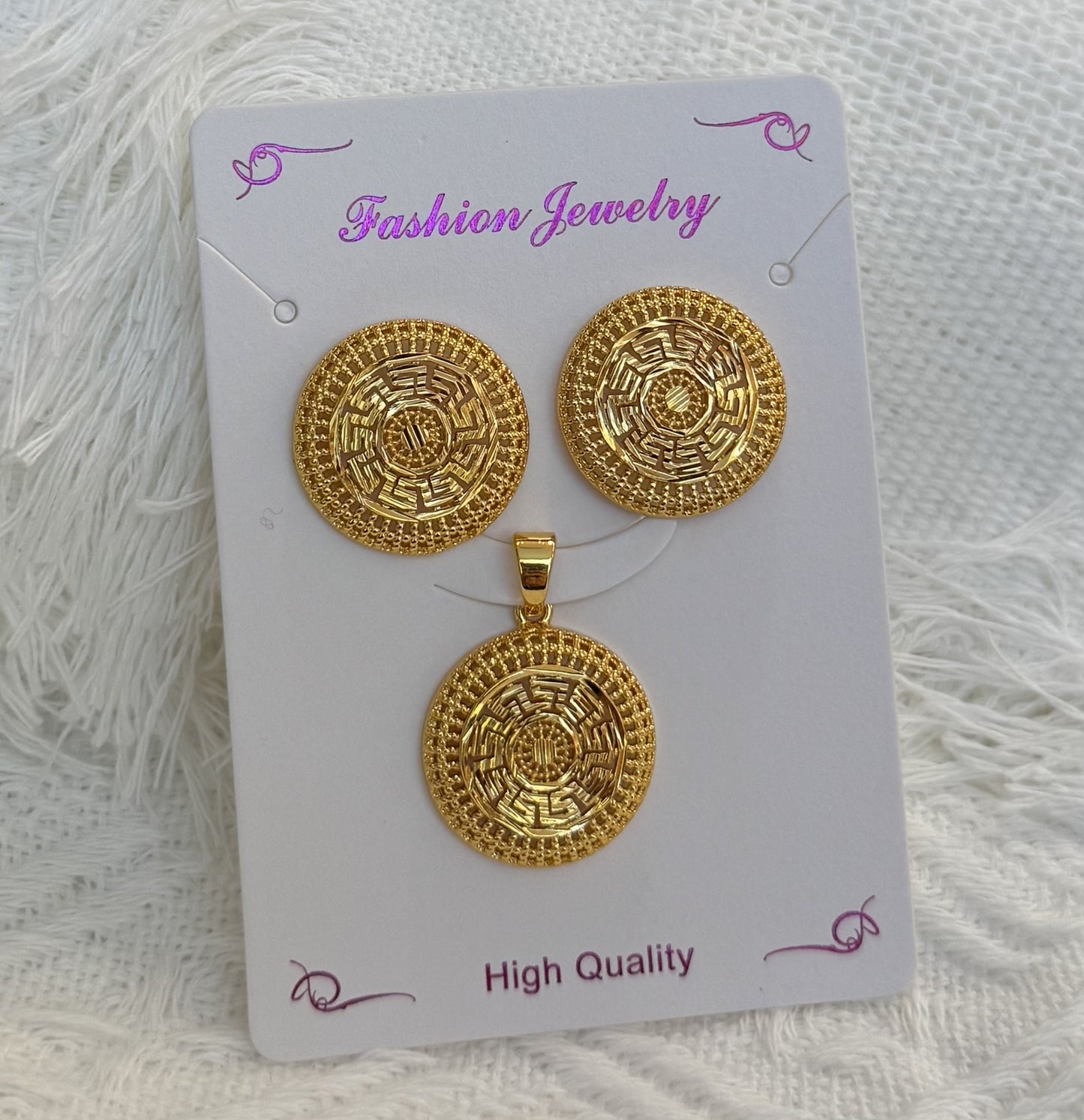 Love Heart Flowers Ear Baroque Gold Fashion Jewelry Set