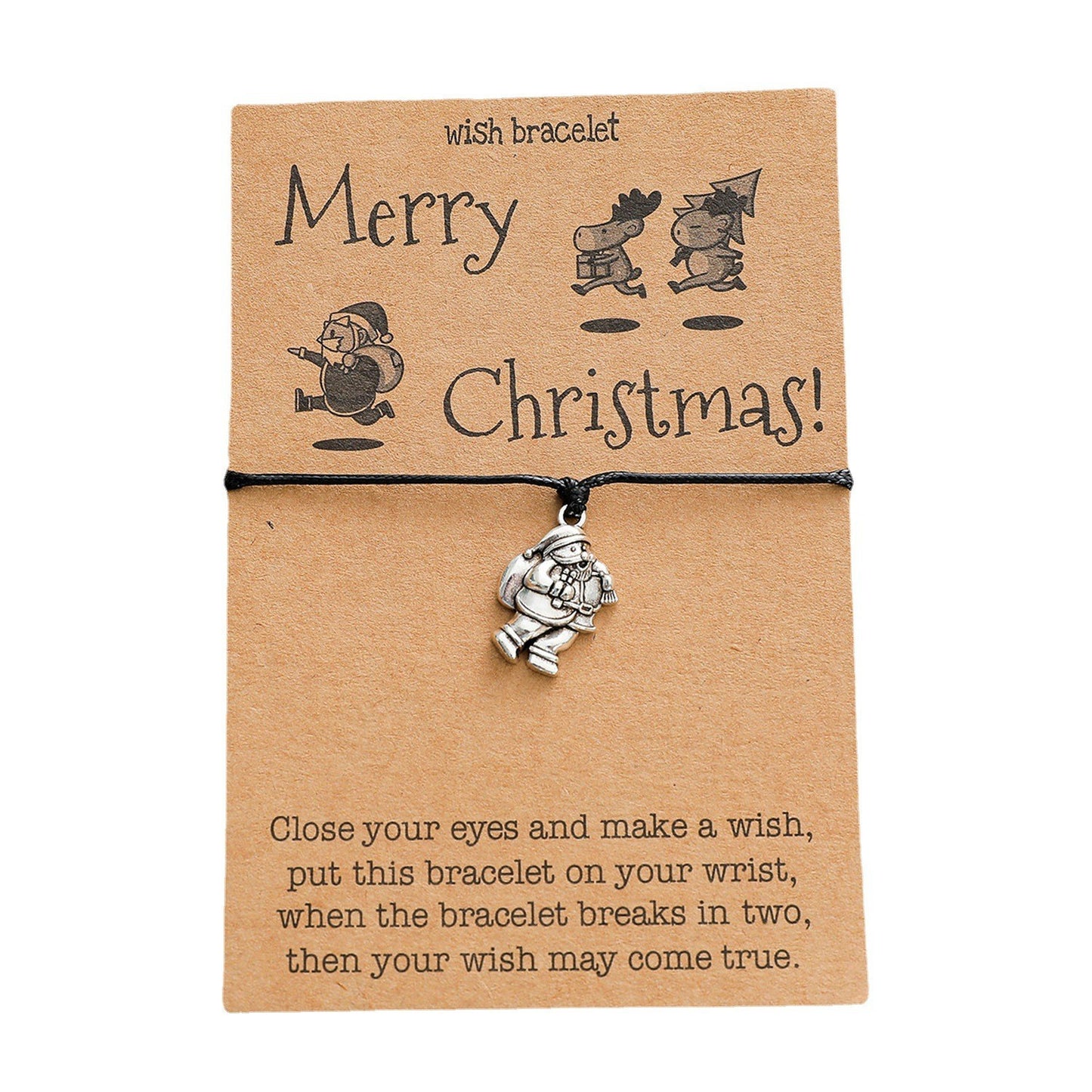 Christmas Card Alloy Pendant Hand Weaving Bracelets