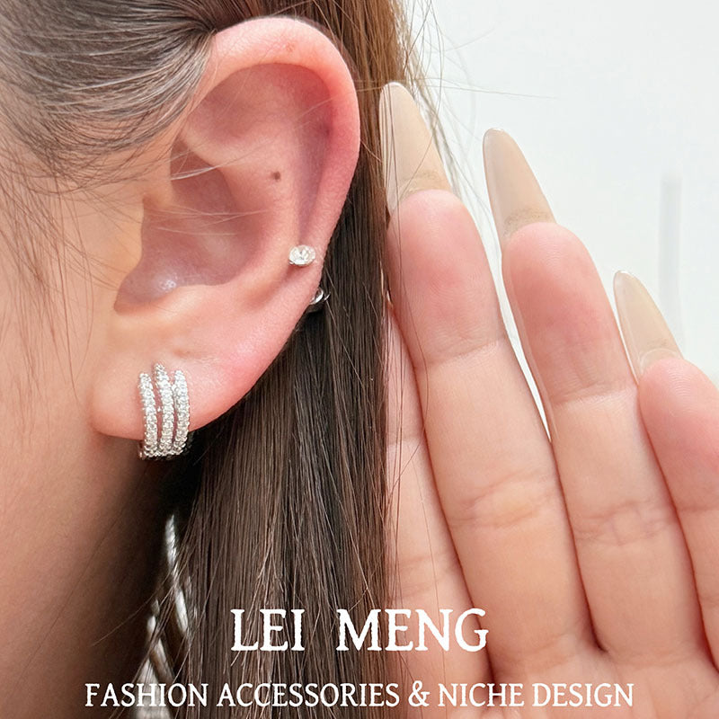 Women's Cold Style Zircon Retro High Sense Temperament Clip Personality Affordable Ear Buckle