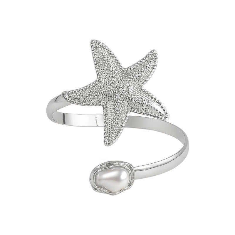Geometric Pearl Curtain Buckle Beautiful Flowers Bracelet