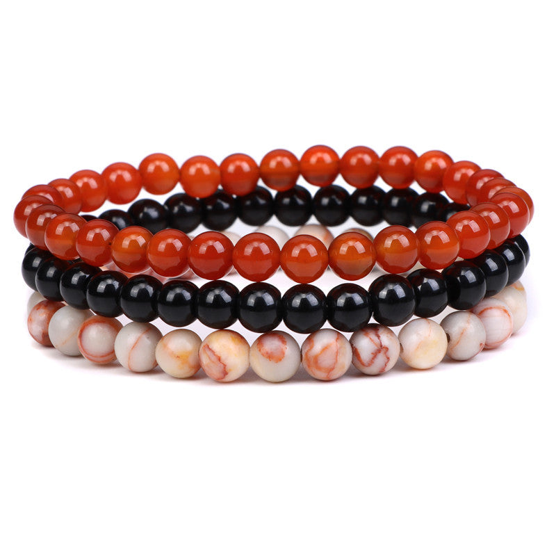 Bracelets en agate de cristal rose avec perles en pierre naturelle