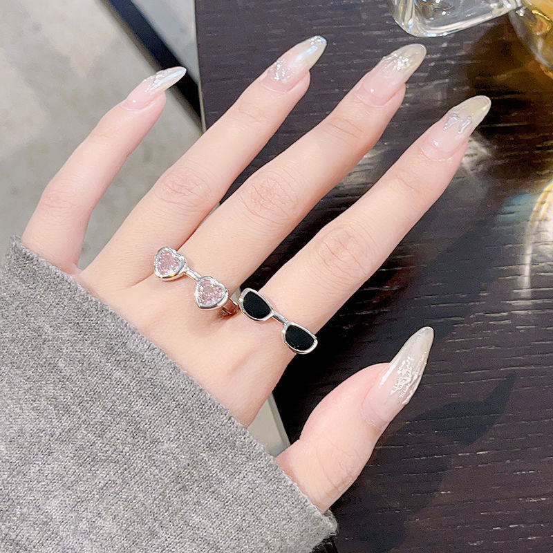 Cute Sweet Cool Glasses Index Finger Niche Open Design Light Rings
