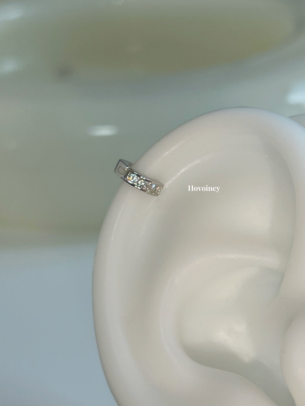 Exquisite Small Zircon Edge Hole Bone Earrings