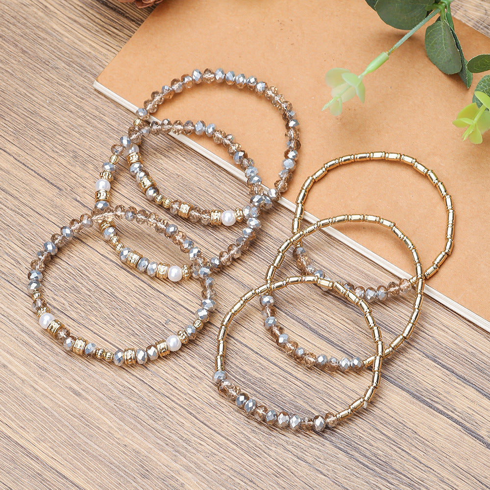 Beaded Glass Crystal String Beads Geometric Bracelets