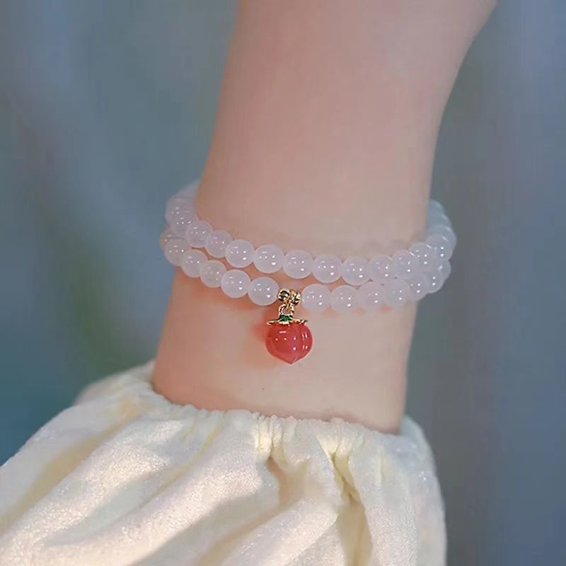 Bracelets féminins en cristal de pêches d'agate rouge du sud naturel