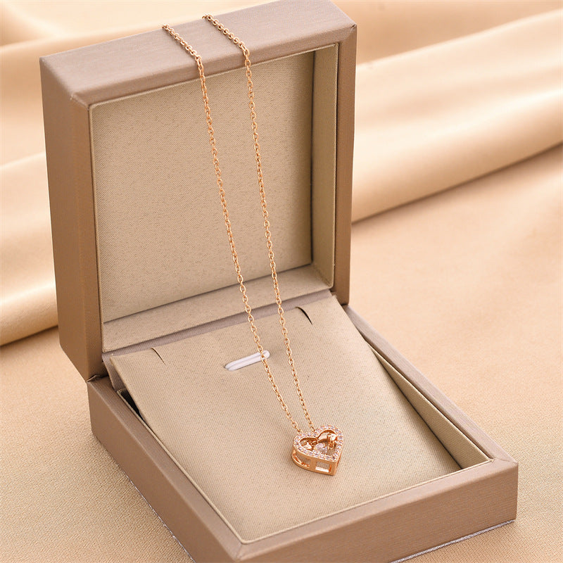 Women's Smart Heart Pulsatile Titanium Steel Colorfast Necklace